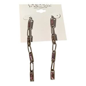 Laundry by Shelli Segal pink crystal dangle earrings NWT